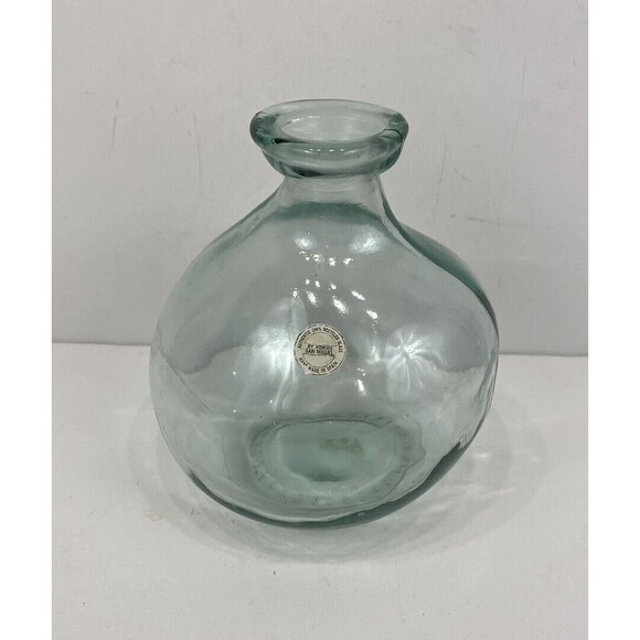Vidrios San Miguel Spain 100% Recycled Glass Hand Made Vase 7.5" Round Clear - Picture 1 of 9